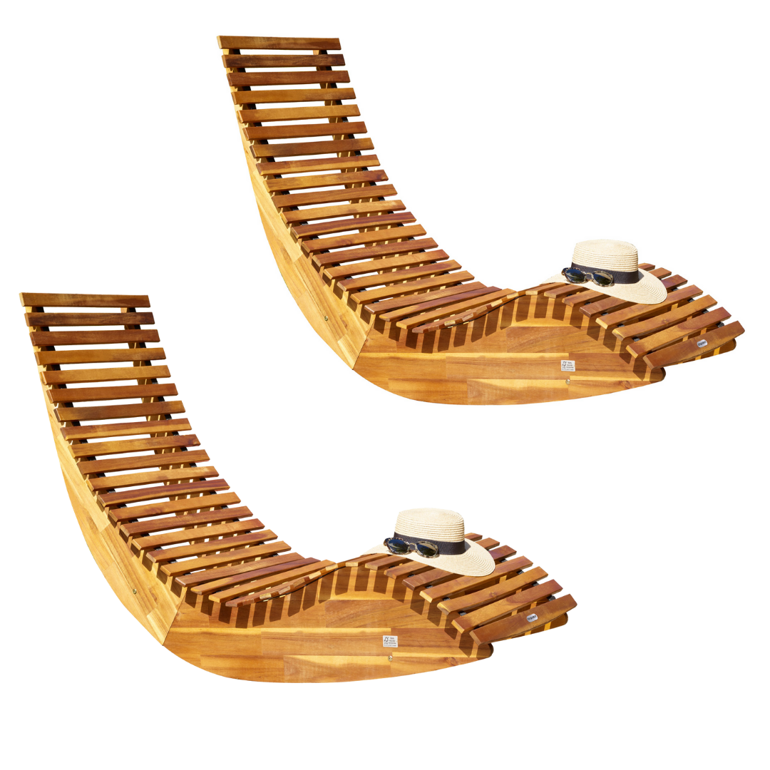 Casa Ergonomische Sonnenliege - Akazienholz FSC zertifiziert - 2 STÃœCK - 150x60x93cm