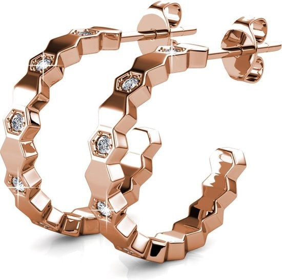 Yolora - Damen Ohrringe Ohrringe - Durchmesser 20 mm & Kalpa Camaka Kristalle - Ausgestattet mit 18k Rose Gold Plating und Luxus-Geschenk-Box - Für Muttertag und Jubiläen - Rose 18k Rose Gold Plating