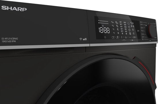 Sharp Waschmaschine ESNFL014CBNA2CB – 10 kg – Energieeffizienzklasse A – Mattschwarz