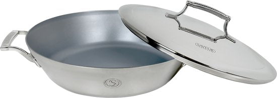 Saveur Selects – Voyage-Serie – Bratpfanne 30 cm – mit Deckel – Antihaftpfanne – Tri-Ply-Edelstahl – Geeignet für Induktion und alle anderen Wärmequellen – Ofenfest bis 260 °C – Spülmaschinenfest – 100 %