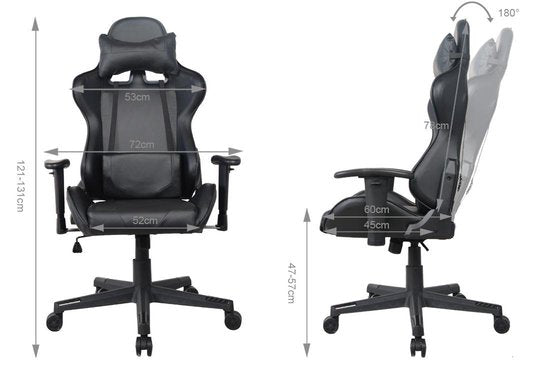 Gaming Stuhl Thomas - Racing Gaming Bürostuhl - ergonomisch - schwarz