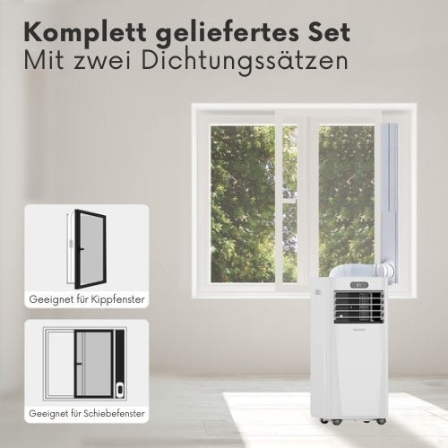 Auronic Mobile 3-in-1 Klimaanlage - 7.000 BTU mit 2 Fensterabdichtungskits - kühlt bis zu 20 m² - Weiß