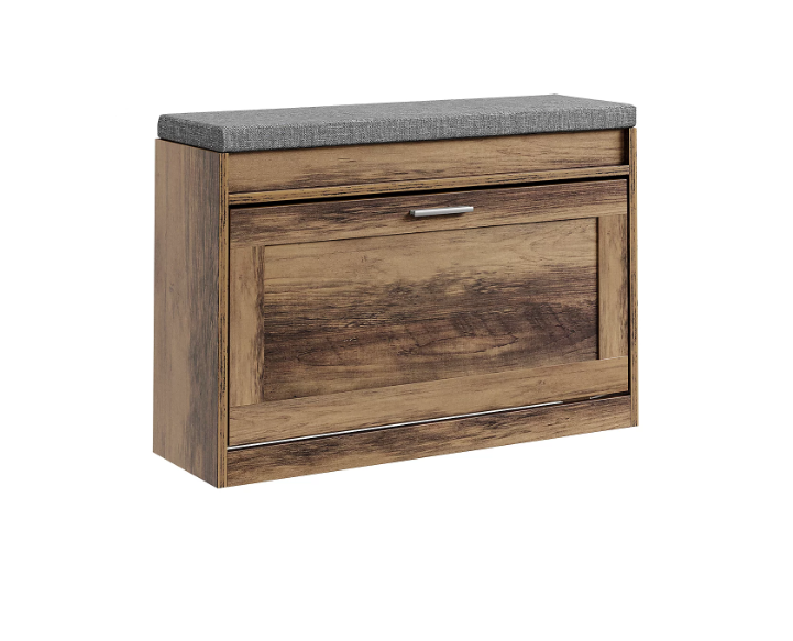 SoBuy Schuhbank 75 x 24 x 53 cm – Braun – Mit 2 ausziehbaren Ablagebrettern und Sitzfläche