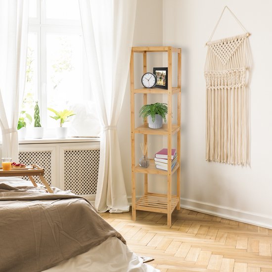 Brixy Badezimmerregal - Badezimmermöbel - 5-Schicht - 141x33x33cm - Badezimmerschrank - Bambus