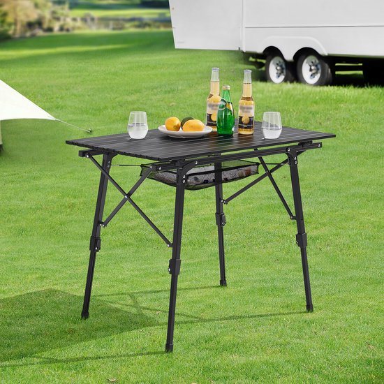 Juskys Faltbarer Campingtisch Picco - Schwarz - 90 x 52 x 68 cm - inkl. Aufbewahrungstasche
