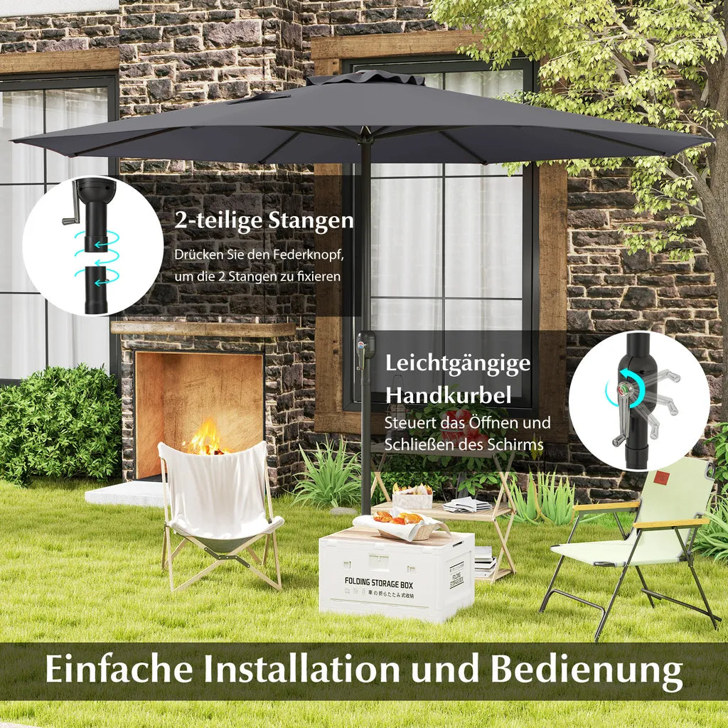 Coast Gartenschirm 350 cm – Anthrazit – Mit Kette und 8 Metallstreben