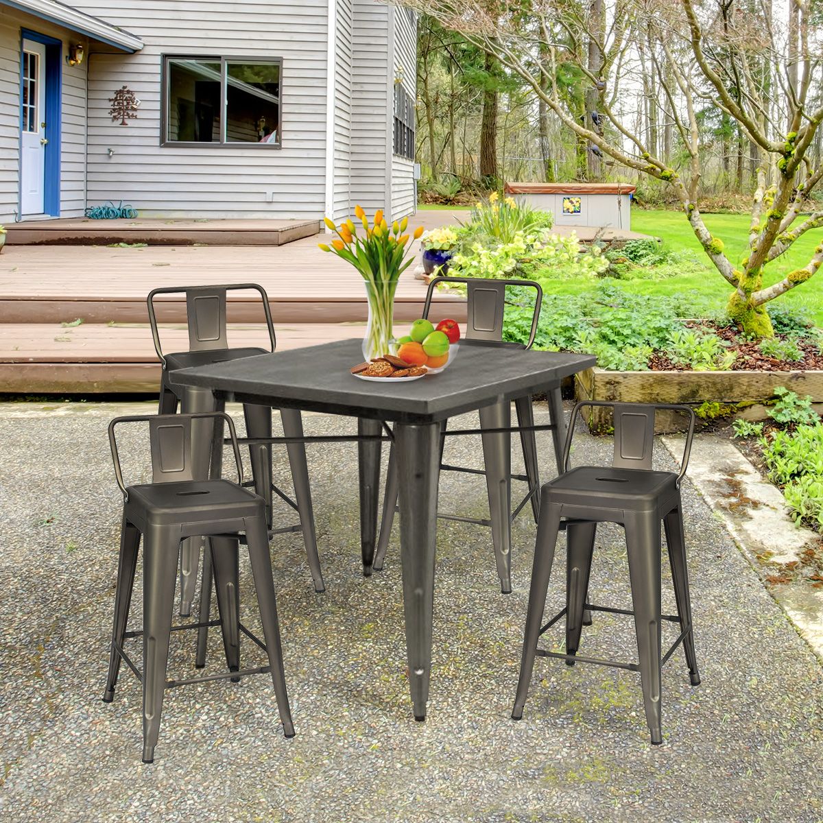 Coast Barhocker - 4er-Set - Metall - Max. 150 kg - 43 x 43 x 79 cm - Schwarz