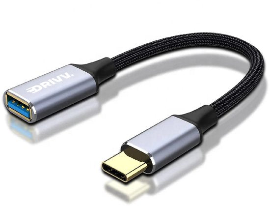 Drivv. USB-C-auf-USB-A-OTG-Adapter – USB-C-auf-USB-Konverter – USB-C-Adapter – Laptop – Smartphone – Grau