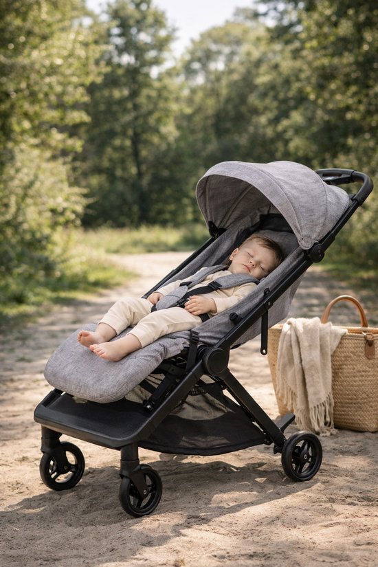 NilaFee™ MaxComfort – Buggy – Bis 25 kg – Klappbarer Buggy – Kinderwagen – Zusammenklappbar – Flecken- und wasserabweisend – Grau