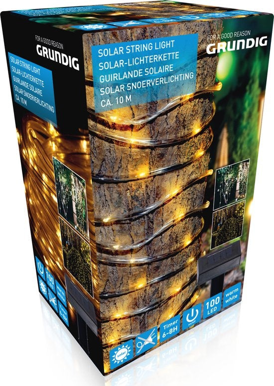 Grundig Lichterkette - Solar - 100 LEDs - Warmes Licht - 10 Meter