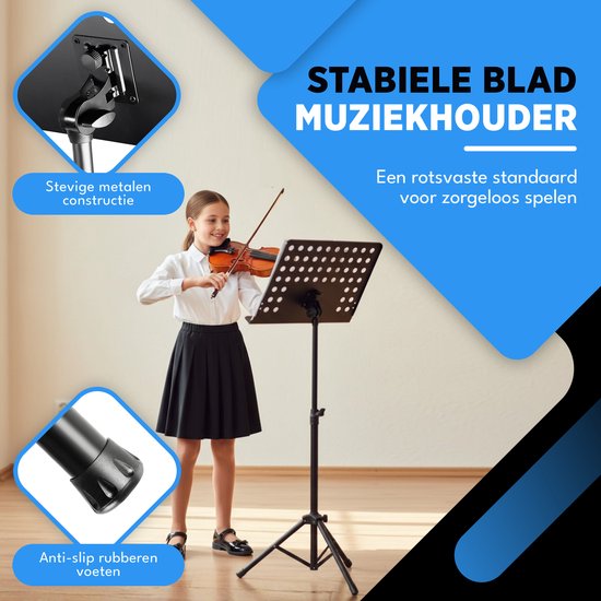 Finesse Notenständer für Noten - XL - faltbar - mit Tragetasche - Unterrichtsständer für Tablet - Schwarz