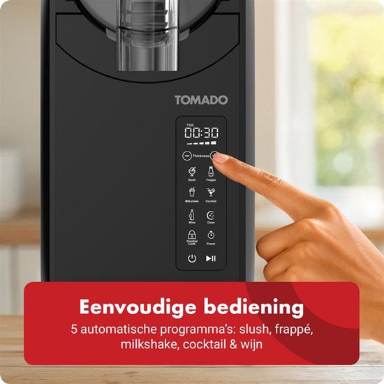 Tomado TSM2002B - Slush-Maschine - Slushpuppy-Maschine - 5-in-1 Slush - Slush Puppy - 2 Liter Slush - bis zu 12 Stunden gefrorene Getränke - Touch Control Bedienung - Schwarz