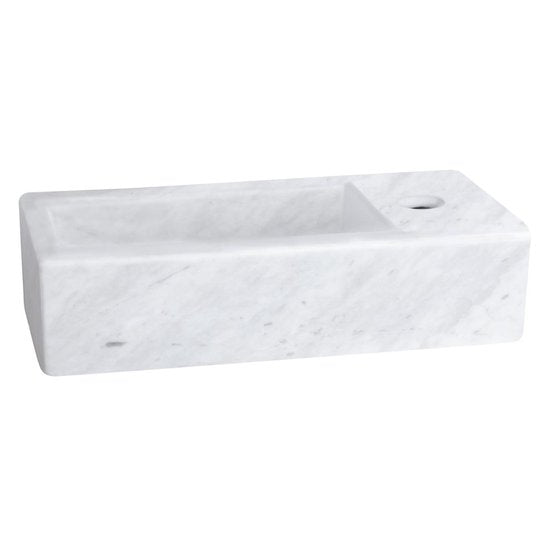 Differnz Helios Springbrunnen-Set – 37,5 × 18,5 × 9,5 cm – Rechteckig – 1 Wasserhahnbohrung – Gerader, mattgoldfarbener Wasserhahn – Mineralstein, Marmor