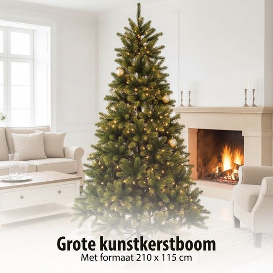 Black Box Trees Nagoya – Weihnachtsbaum mit naturgetreuen Nadeln und vollem Wuchs – Weihnachtsdekoration für den Innenbereich – Rundbaum mit leicht verschneiten Zweigen – H 210 x Ø 115 cm – Grün