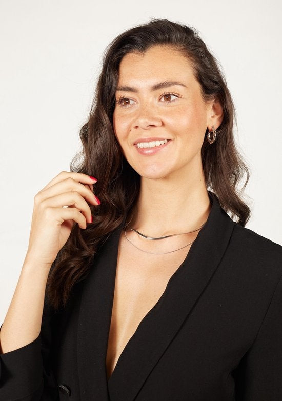 Laura Ferini Damenhalskette Chiara Silber - Silberne Gliederkette mit 2 Lagen - 18K Weißgold vergoldet - Halskette - Halskette - Schmuck - Accessoires - Damenhalskette