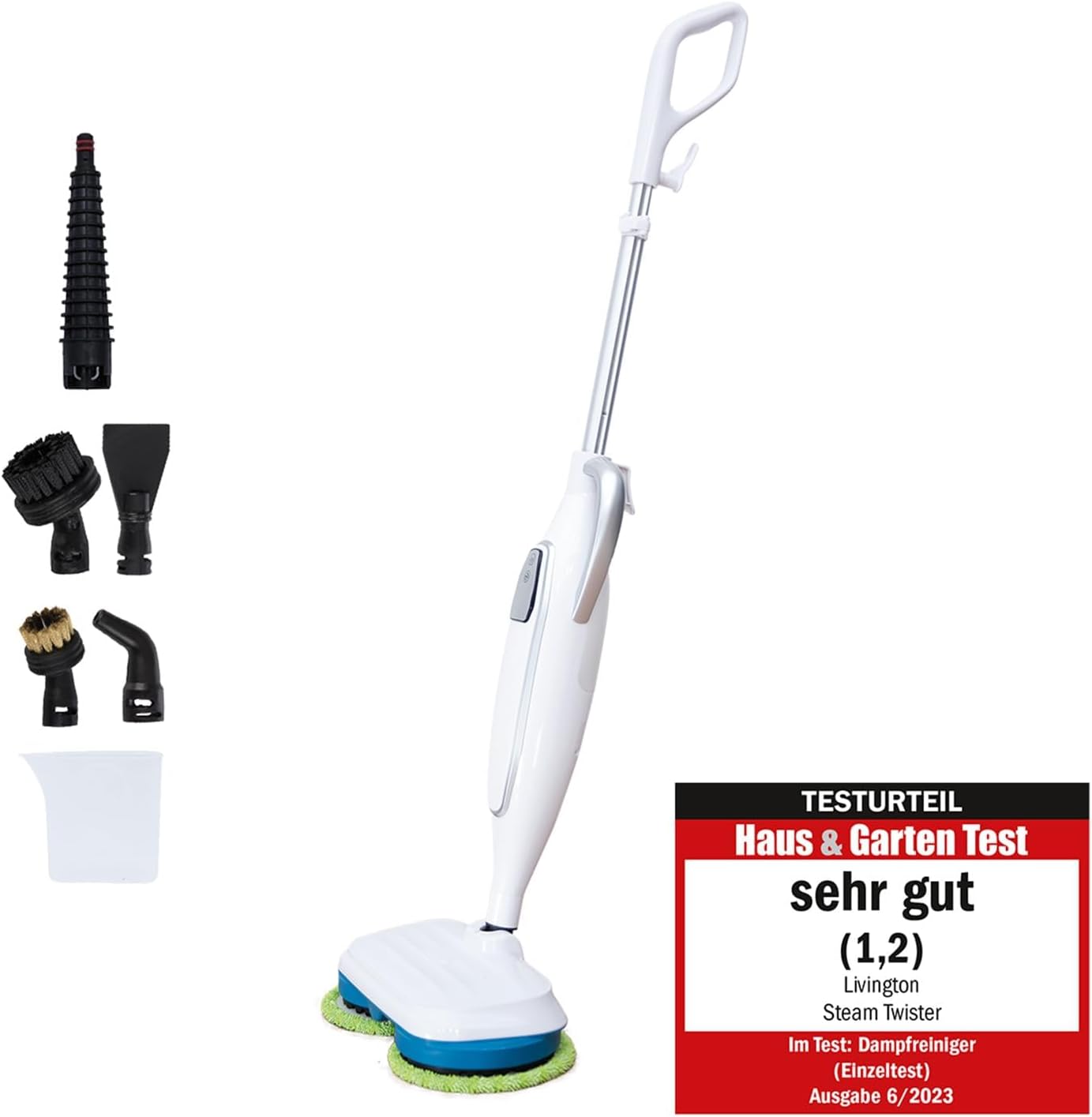 Livington Steam Twister Dampfreiniger und Handdampfreiniger 1300 W – Weiß – 330 ml Wassertank