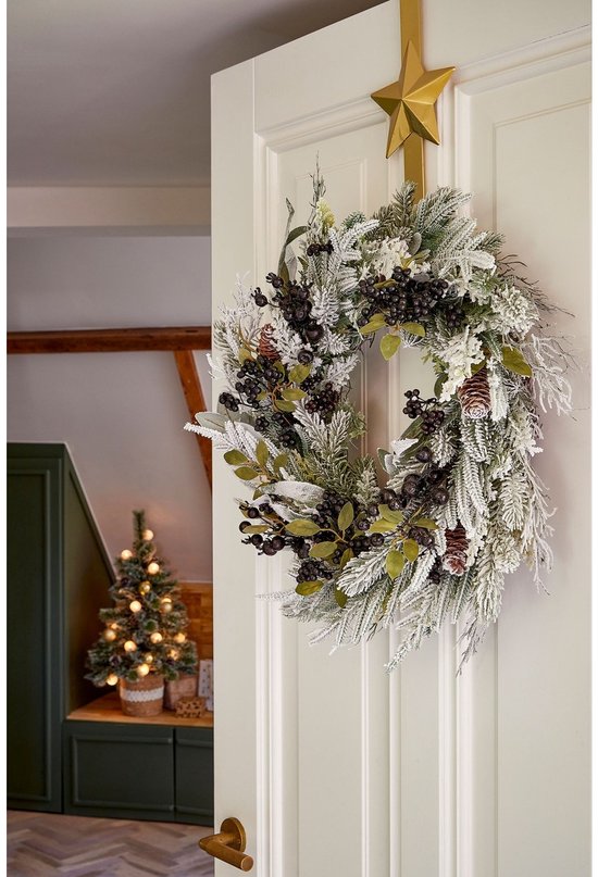 Mica Decorations Vesper-Weihnachtskranz mit Tannenzapfen – H 13 x Ø 50 cm – Schwarz