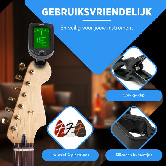 Finesse Tuner Gitarre, Bassgitarre, Violine, Ukulele - Chromatische Stimmung - Stimmgerät
