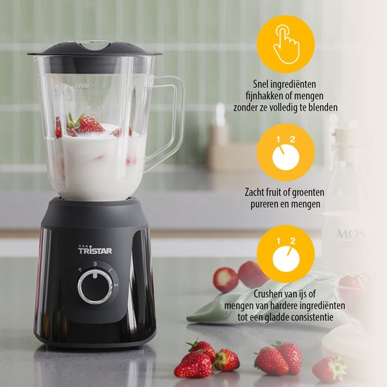 Tristar Mixer 350 W – BL-4482 – 1 l – Smoothie-Mixer und Eiszerkleinerer – Schwarz