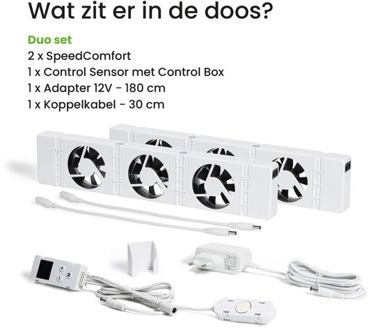 SpeedComfort Heizkörperlüfter mit Regelsensor - Duo-Set (2x) - Schnelleres Heizen - Bis zu 22% Energieeinsparung - Mehrere Geschwindigkeiten - Einfach zu installieren - Flüsterleise
