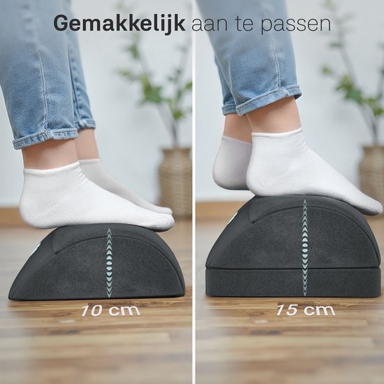 CozySense® Fußstütze Schreibtisch - Ergonomischer Fußhocker mit 2 Höhen - rutschfester & waschbarer Sherpa-Bezug - Fußpolster für Heim & Büro - Schwarz