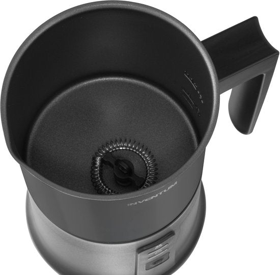 Inventum MK350B – Elektrischer Milchaufschäumer – 115/240 ml – Warm-/Kalt-Aufschäumen – Erhitzen – PFAS-frei – Antihaftbeschichtung – Schwarz