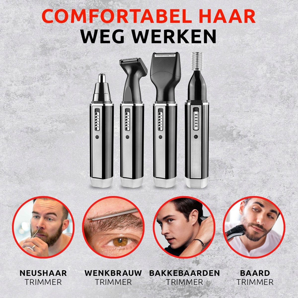 AyeWay 4 in 1 Trimmer - Schnurlos - Nasentrimmer - Bartschneider - Männer & Frauen