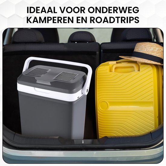 Outbee Coolbox - Kühlbox elektrisch 12v 230 volt - Kühlbox Auto - 21L - Geeignet für 1,5 Liter Flaschen - Grau