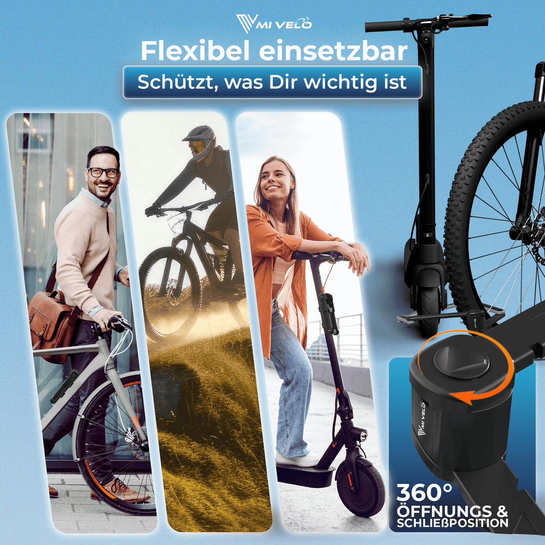 MIVELO Fahrradschloss, Faltschloss, hohe Sicherheit, 85 cm lang I Fahrradschloss mit Schlüssel, inkl. Halterung I Ideal für E-Bikes, MTBs und Rennräder I Fahrradschloss (Schlüssel, 85 cm)