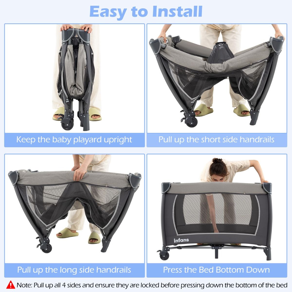 Coast 5-in-1-Reisebett für Babys – Zusammenklappbares Babybett mit Wickeltisch und Aufbewahrungskorb – Inklusive Tragetasche – Grau