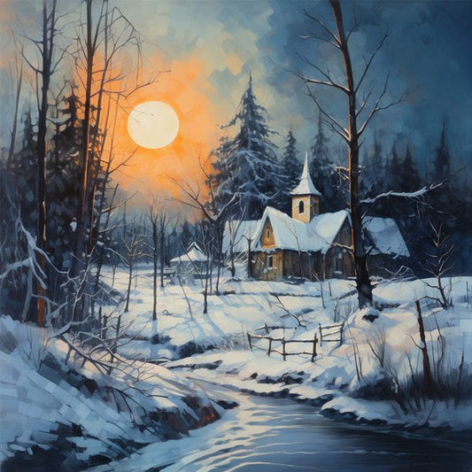 Rubye® Diamantmalerei - Diamantmalerei Erwachsene - Diamantmalerei Kinder - Diamantmalerei Komplettpaket - Winterhaus -30x30cm