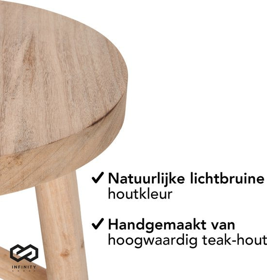 Infinity Goods Hocker Holz - Teak - Beistelltisch - Fußbank - Pflanzentisch - Stufe - bis 150 kg - Braun