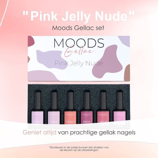 Moods Gellac 6-teiliges Set - Transparenter Gel-Nagellack - 8ML - Pink Jelly Nude Edition - Gellac - Nägel - Gel Polish Starter Pack - Nude Farben