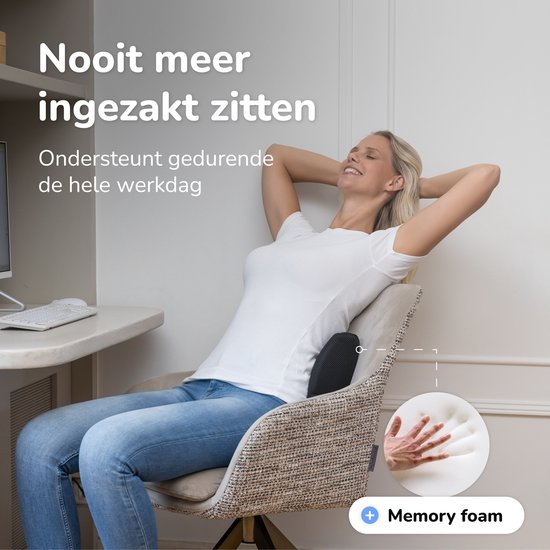 Alyze Ergonomisches Rückenkissen - Lumbalkissen Auto - Unterer Rücken - Lesekissen - Memory Foam - Rückenstütze Bett & Sofa - Orthopädisches Stützkissen mit waschbarem Bezug