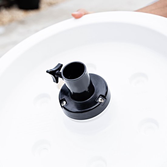 Step2 Vero Pooltisch Weiß – Pooltisch mit Kühlfach (34 l) – Tisch für die Sonnenterrasse – Mit Sonnenschirmöffnung und Abfluss – Geeignet für den Einsatz im Pool oder auf der Terrasse – Bis zu 50 kg