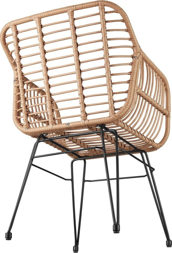 tectake - Outdoor-Geflechtsitzgruppe, Möbel für 2 Personen, 3-teilig. Bistro-Set, Balkonmöbel, Gartenmöbel-Set mit 2x Stühlen + Tisch, kleine Lounge wetterfest für Garten, Balkon oder Terrasse - naturfarben - Poly-Rattan