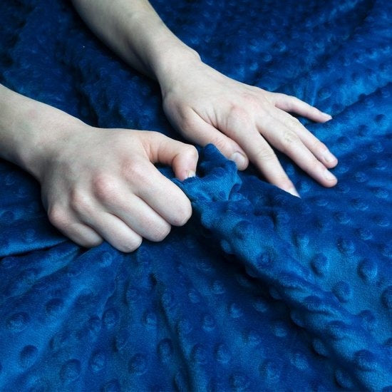 EL-Life Kinder-Gewichtsdecken-Bezug - 90×120 cm – Bio-Baumwolle & Minky-Fleece – Blau & Grau