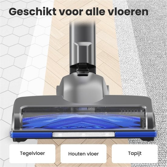 Auronic Stick Staubsauger - Kabellos - Beutellos - Akkubetrieben - Selbstständig - 220 W - Extra Akku - Grau/Blau