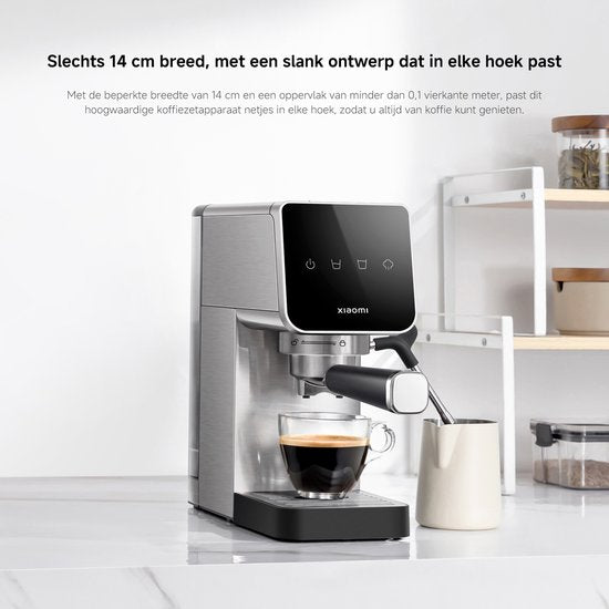 Xiaomi Halbautomatische Espressomaschine | Espressomaschine | 20 bar Pumpendruck | 1350 W | 0,9 l Wassertank | Milchaufschäumer aus Edelstahl | 1 und 2 Tassen | Kompakt