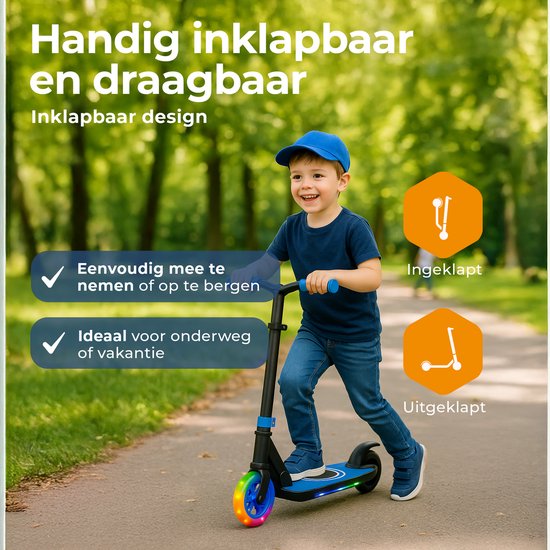 Denver Elektro-Scooter für Kinder - 10km/h - Kinder-Scooter - LED-Lichter - 6km Reichweite - SCK5500BU