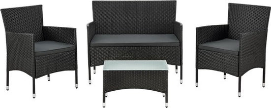 Polyrotan Lounge Set Fort Myers - Schwarz