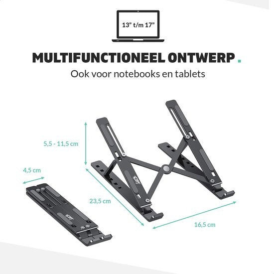 LURKÂ® Laptop-Ständer - Aluminium Laptop-Halterung - Verstellbar und klappbar - Ergonomisch - 6 Einstellwinkel