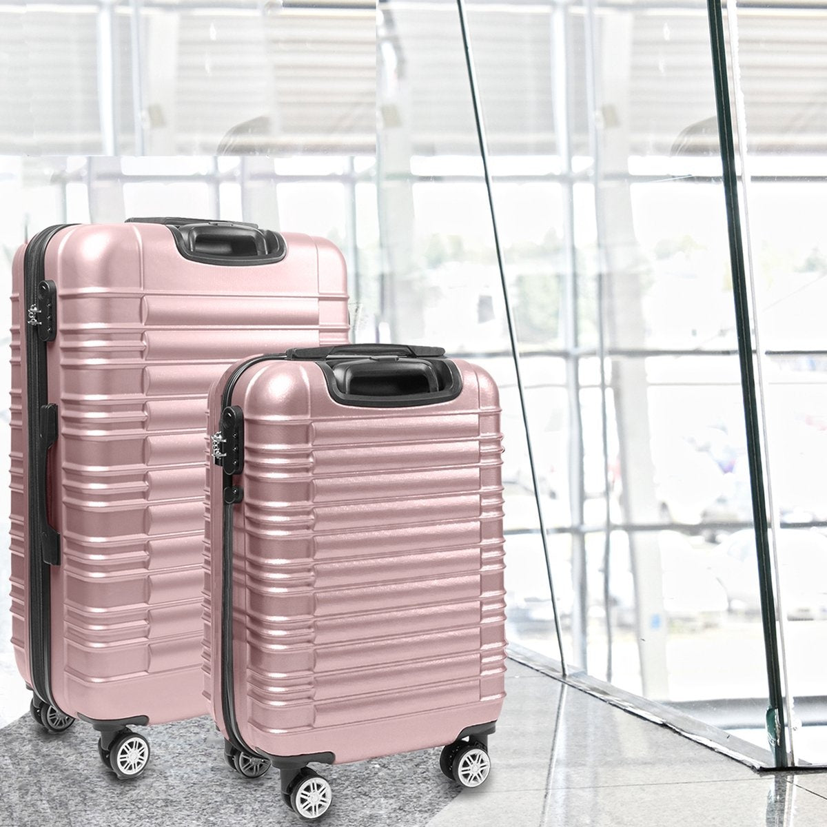 TRVLMORE - Kofferset - 2 Stück - 38L (Handgepäck) + 110L - Rose Gold