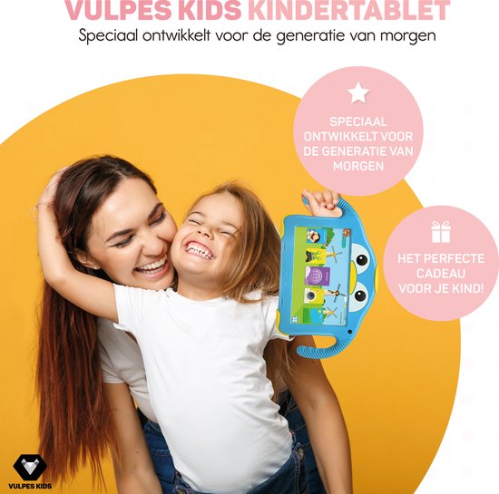 Vulpes Goods® Kids - Kinder Tablet - Tablet Kids - Parent Control App - 100% kindersicher - 3500 mAh - Android 10 Go - Inkl. integrierter Schutzhülle, Bildschirmschutz & Augenschutz - 32 GB - Mit Touchscreen-Stift- PRO Version