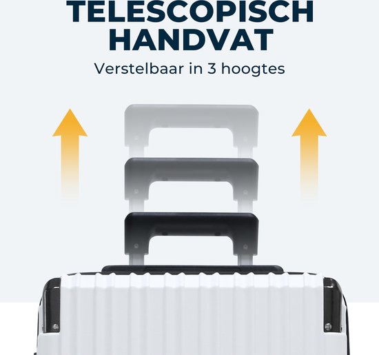 Pathsail - Handgepäck Koffer - PC - Leicht - Inkl. TSA-Schloss & Spinner-Räder - Weiß