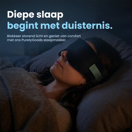 PurelyGoods® Schlafmaske – Augenmaske – Lichtundurchlässig – Für Männer und Frauen – Baumwolle – Schwarz