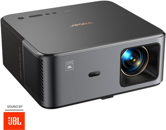 Yaber K2S Beamer – Projektor mit Dolby Audio und JBL 2.0-Lautsprechern – 800 ANSI-Lumen, 1080p Full HD – Android TV (über 7000 Apps) – Wi-Fi 6/Bluetooth – Tragbares Heimkino – Schwarz