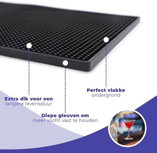 AerendÂ® Multifunktions-Tropfmatte - Gastro-Barmatte - Camper Geschirrspül- & Arbeitsplattenmatte - Schwarzer Gummi-Anti-Rutsch - 30x45 CM