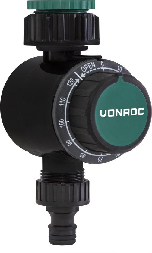 VONROC Wasseruhr - Mechanisch (keine Batterien erforderlich) - Einstellbar 0 - 120 min - Mit Metallfilter