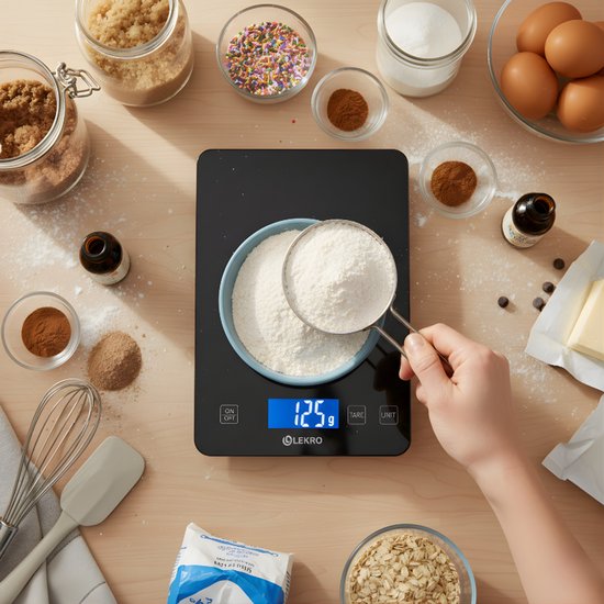 Digitale Präzisions-Küchenwaage – Küchenwaage – 1 g bis 15 kg – Tara-Funktion – Schwarz